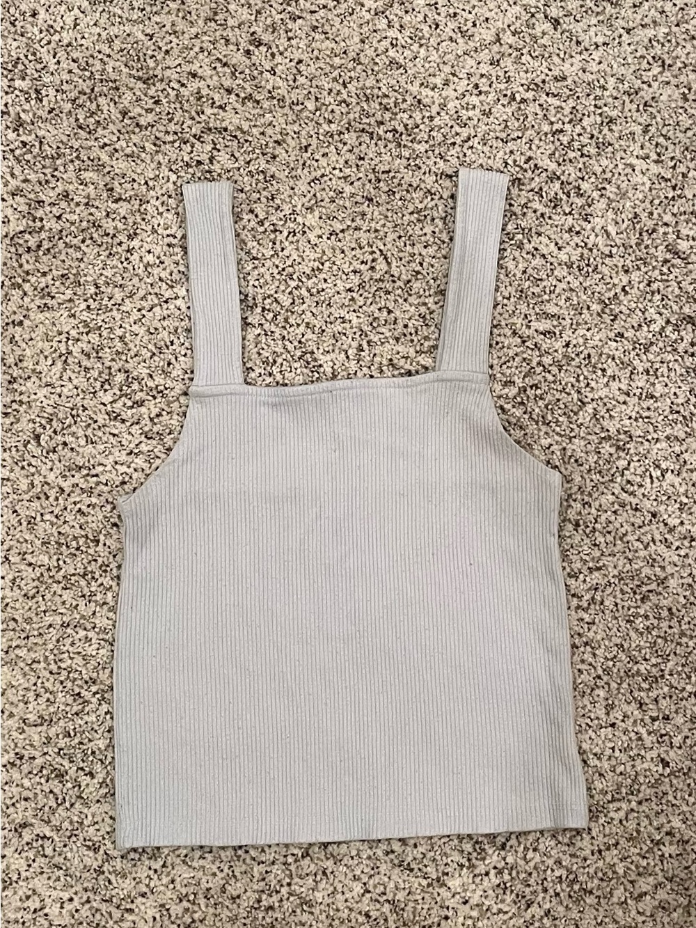 American Eagle Ribbed Square Neck Tank Top - Light Blue